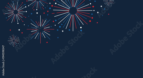 Fireworks Explosion in Dark Blue Sky.