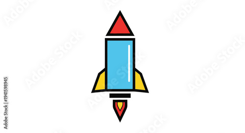 A colorful cartoon rocket ship icon.