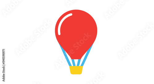 Red Hot Air Balloon Iconic Simple Design.