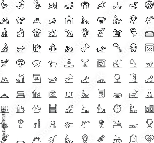 Dog Training and Pet Services Line Icons