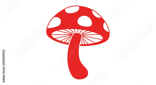 Red Mushroom with White Spots Illustration.