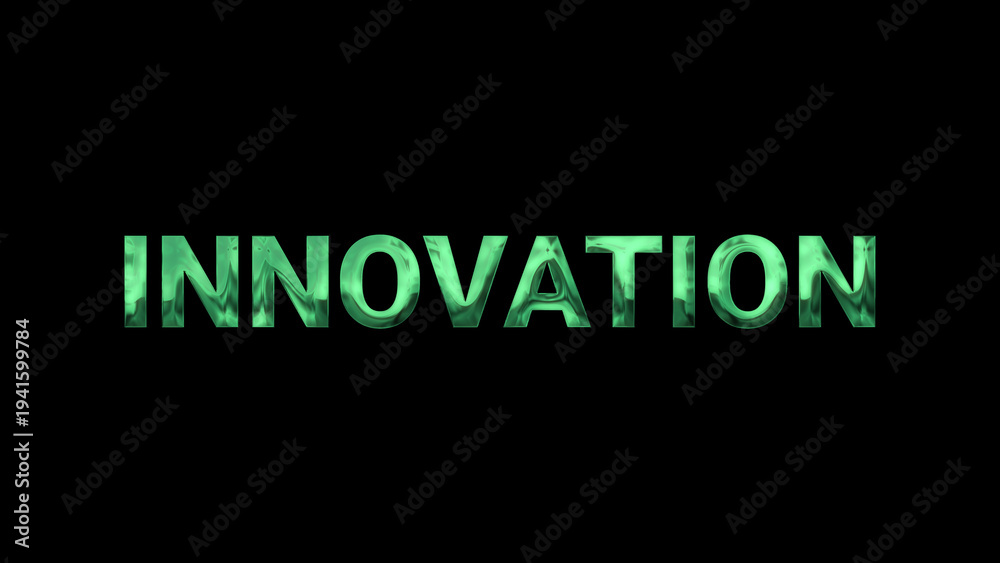 Fototapeta premium innovation text with color green effect 3d illustration