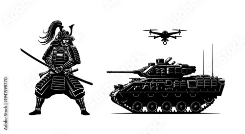 Samurai Warrior, Modern Tank, and Drone: Past, Present, and Future Warfare