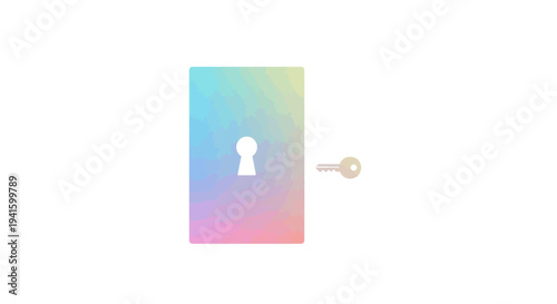 Iridescent Door with Keyhole and Matching Key.