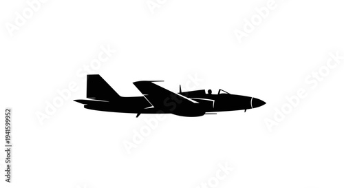 Silhouette of a modern fighter jet in flight against a white background