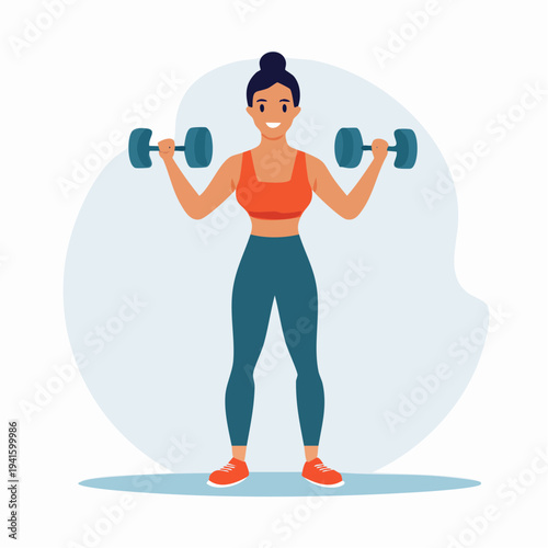 Woman lifting weights for fitness and strength training