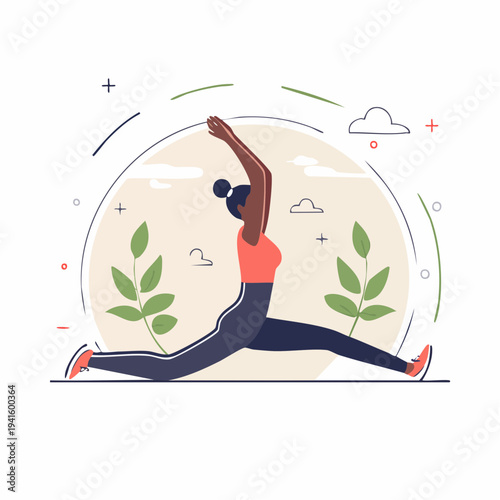 Young Woman Practicing Yoga, Stretching for Flexibility and Wellness