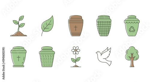 Funeral nature renewal symbols vector