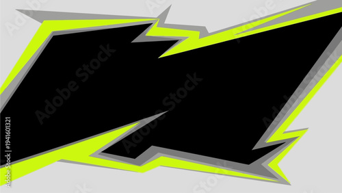 Vibrant and dynamic abstract geometric pattern with a powerful zigzag shape at its core, featuring energetic lines in yellow, green, and white on a striking dark background