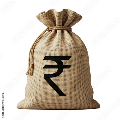 Indian rupee money bag icon isolated on transparent background png cutout