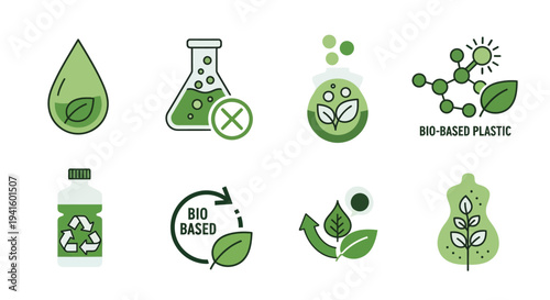 Biodegradable plastic icons vector