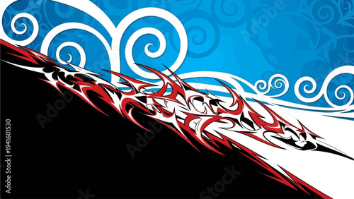 Vibrant and dynamic abstract geometric pattern with a powerful zigzag shape at its core, featuring energetic lines in yellow, green, and white on a striking dark background