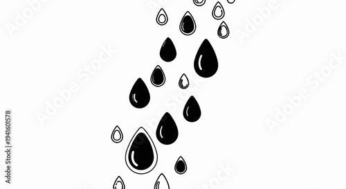 A collection of ink drops falling down in a randomized pattern