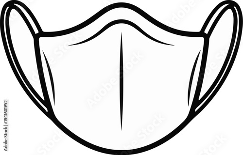 A simple black outline drawing of a face mask