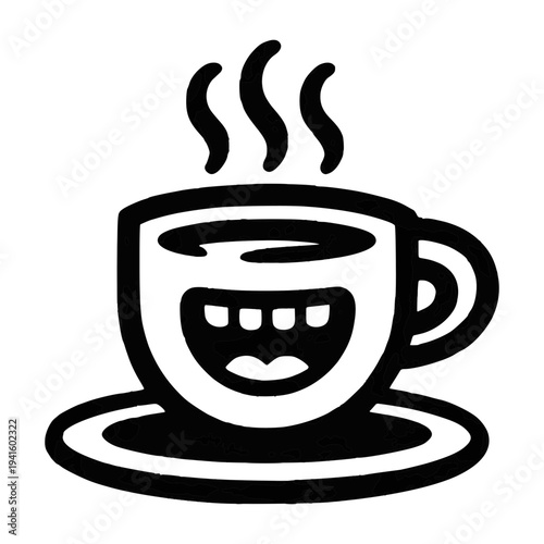 Joyful Brew: An inviting illustration of a smiling coffee cup, exuding warmth and the essence of a perfect morning pick-me-up.