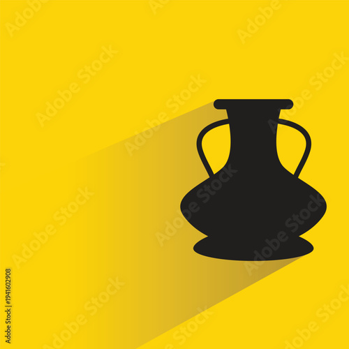 ceramic vase icon with shadow on yellow background