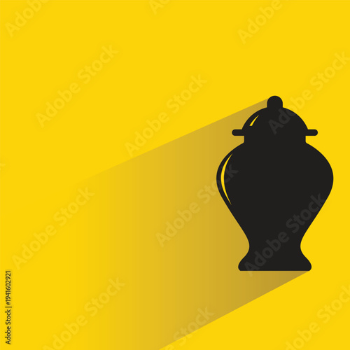 ceramic vase icon with shadow on yellow background