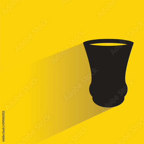 ceramic vase icon with shadow on yellow background