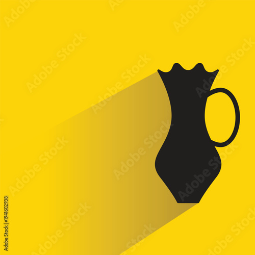 ceramic vase icon with shadow on yellow background