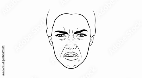 A distressed expression with furrowed brows and bared teeth