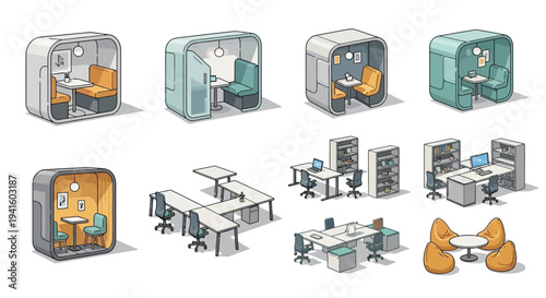 Modern office pods vector