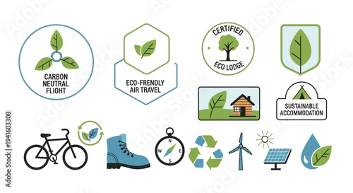 Sustainability eco icons vector