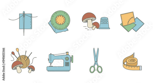 Sewing knitting tools vector