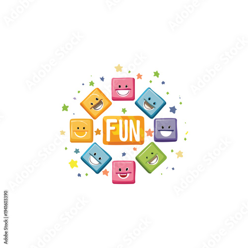 vector Colorful Emoji Icons with Fun Text