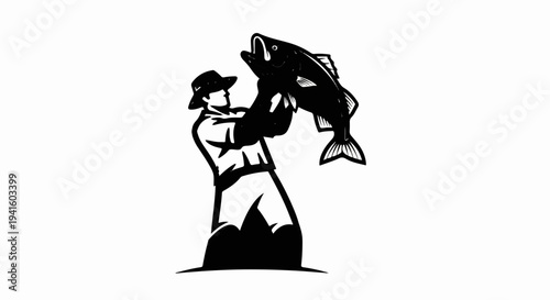 A fisherman proudly holds a large fish with open mouth and fins