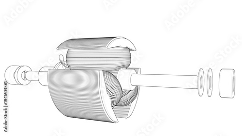Tableau sur toile Electric Motor - Exploded View