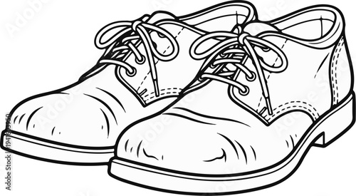 A close up line drawing of two ankle-high laced boots