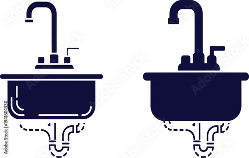 High-quality kitchen sink mixer tap vector illustration for bathroom and kitchen design, plumbing fixtures, sanitary ware, water faucet, and modern interior projects