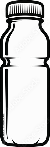 A simple black and white illustration of a capped bottle