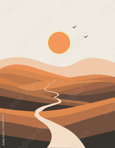 sunset in desert beautiful landscape 