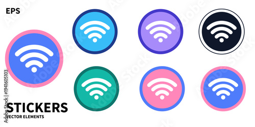 Free wifi sticker round signal badge pack