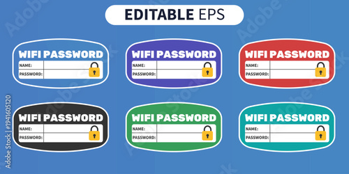 Wifi password sticker editable login label set