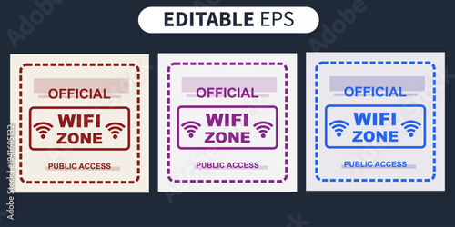 Wifi zone sticker official public access label set