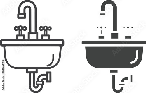 High-quality kitchen sink mixer tap vector illustration for bathroom and kitchen design, plumbing fixtures, sanitary ware, water faucet, and modern interior projects