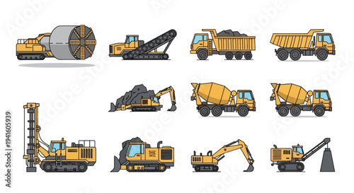 Construction Vehicles: A Collection of Heavy Machinery for Building and Infrastructure Projects.
