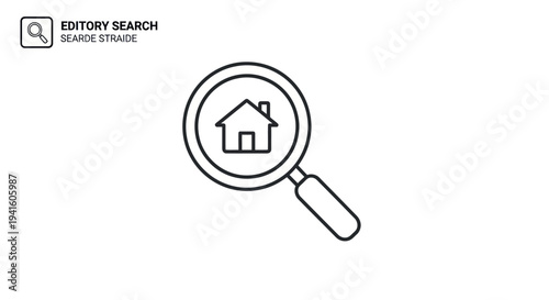 House Search Icon: Magnifying Glass Focusing on a Home.