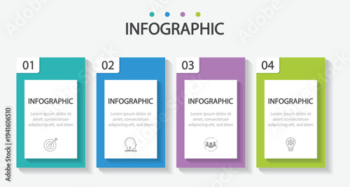 Business infographic design template with 4 options, steps or processes. Vector illustration graphic design,