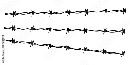 Barbwire fence background. Hand drawn vector illustration in sketch style. Design element for military, security, prison, slavery theme
