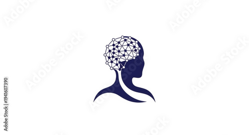 Silhouette of a Woman with Brain Pattern Design.