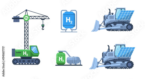Green Hydrogen Powered Construction Equipment and Storage.