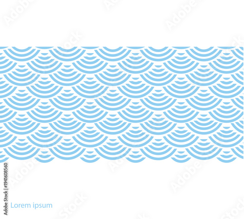 japanesse scales pattern ornament blue color on white backgound with space.eps