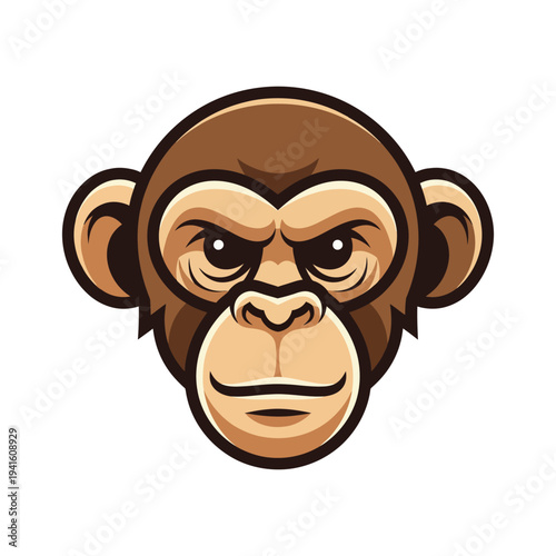Chimpanzee Monkey Face Mascot Vector Illustration Isolated on White Background