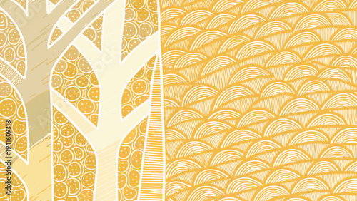 Vector illustration of abstract tree and fish scales pattern background