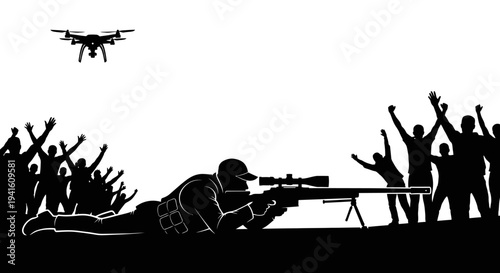 Sniper Drone Surveillance with Crowd Support