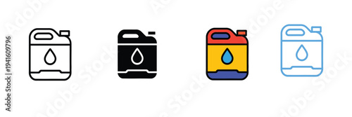 Oil Jerrycan Icon for Automotive, Fuel Lubricant, and Industrial Liquid Storage. Symbol Vector Illustration.