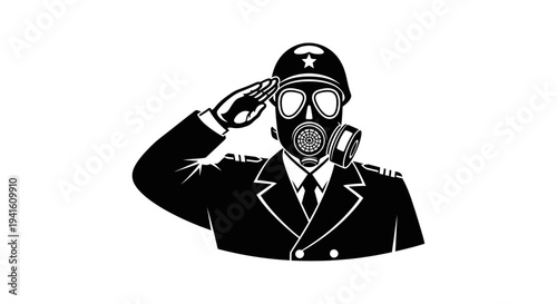 Soldier in gas mask saluting, military, protection, hazard, war, danger, salute